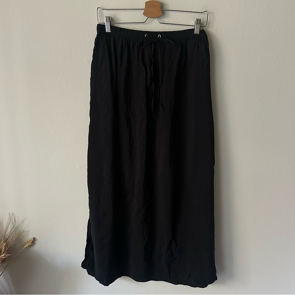 J. Crew Midi Sport Skirt with Drawstring and Slits in Black M